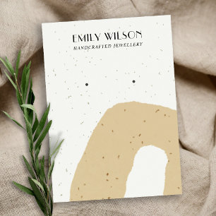 ABSTRAKTE KERAMIK OCHRE YELLOW STUD EARRING DISPLA VISITENKARTE