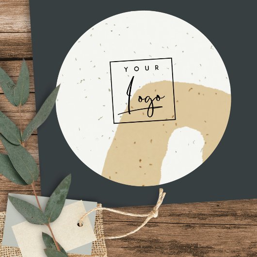 Abstrakte Keramik Ockergelbes, gesprenkeltes Logo Runder Aufkleber