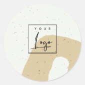 Abstrakte Keramik Ockergelbes, gesprenkeltes Logo Runder Aufkleber (Vorderseite)