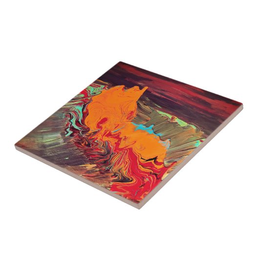 Abstrakte Keramik "Orange Burst" Fliese (Seite)