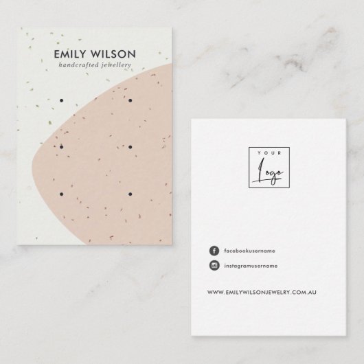 ABSTRAKTE KERAMIK PEACH WAVE 3-STUDIERENDE OHRENAN VISITENKARTE (Vorne/Hinten)