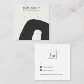 ABSTRAKTE KERAMIK SCHWARZ-WEISS STUD EARRING-ANZEI QUADRATISCHE VISITENKARTE (Vorne/Hinten)