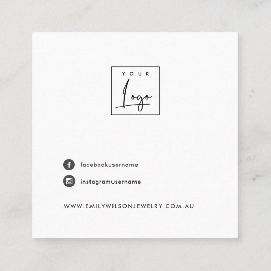 ABSTRAKTE KERAMIK SCHWARZ-WEISS STUD EARRING-ANZEI QUADRATISCHE VISITENKARTE (Rückseite)