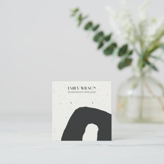 ABSTRAKTE KERAMIK SCHWARZ-WEISS STUD EARRING-ANZEI QUADRATISCHE VISITENKARTE (Stehend Vorderseite)