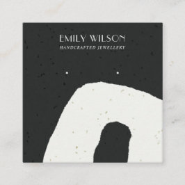 ABSTRAKTE KERAMIK SCHWARZ-WEISS STUD-EARRING-ANZEI QUADRATISCHE VISITENKARTE
