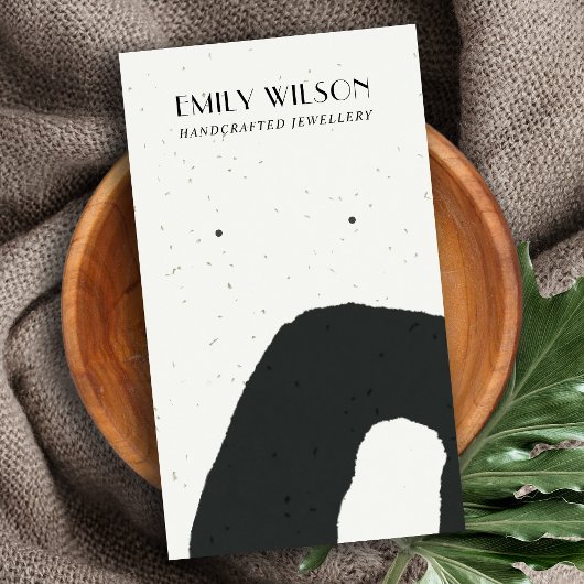 ABSTRAKTE KERAMIK SCHWARZ-WEISS STUD EARRING-ANZEI VISITENKARTE