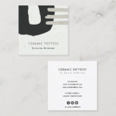 ABSTRAKTE KERAMIK TEXTURE BLACK GRAY CHIC SPECT QUADRATISCHE VISITENKARTE (Vorne/Hinten)