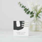 ABSTRAKTE KERAMIK TEXTURE BLACK GRAY CHIC SPECT QUADRATISCHE VISITENKARTE (Stehend Vorderseite)