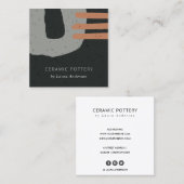 ABSTRAKTE KERAMIK TEXTURE BLACK GRAY RUST QUADRATISCHE VISITENKARTE (Vorne/Hinten)