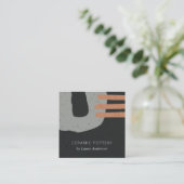 ABSTRAKTE KERAMIK TEXTURE BLACK GRAY RUST QUADRATISCHE VISITENKARTE (Stehend Vorderseite)
