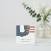 ABSTRAKTE KERAMIK TEXTURE BLUE BLACK RUST ANGEZEIG QUADRATISCHE VISITENKARTE (Stehend Vorderseite)