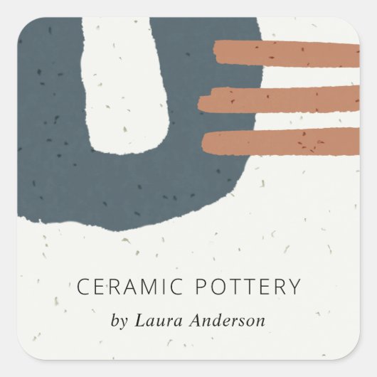 ABSTRAKTE KERAMIK TEXTURE BLUE BLACK RUST ANGEZEIG QUADRATISCHER AUFKLEBER (Vorderseite)