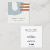 ABSTRAKTE KERAMIK TEXTURE BLUE GRAY RUST QUADRATISCHE VISITENKARTE (Vorne/Hinten)