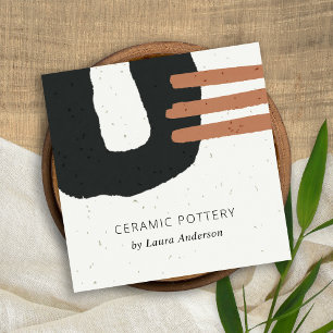 ABSTRAKTE KERAMIK TEXTURE CHIC BLACK QUADRATISCHE VISITENKARTE