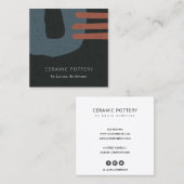 ABSTRAKTE KERAMIK TEXTURE GRAUSCHE SCHWARZE QUADRATISCHE VISITENKARTE (Vorne/Hinten)