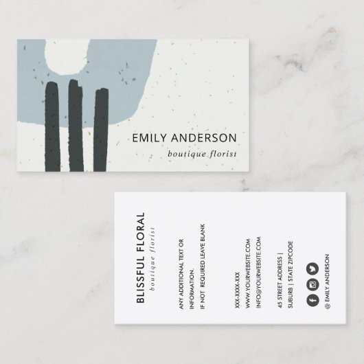 ABSTRAKTE KERAMIK TEXTURE MODERNE GRAUBLAU VISITENKARTE (Vorne/Hinten)