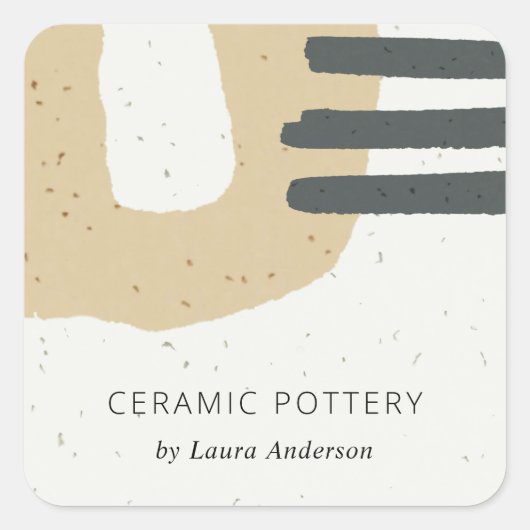 ABSTRAKTE KERAMIK TEXTURE OCHRE GEFÄLLT QUADRATISCHER AUFKLEBER (Vorderseite)