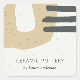 ABSTRAKTE KERAMIK TEXTURE OCHRE GEFÄLLT QUADRATISCHER AUFKLEBER