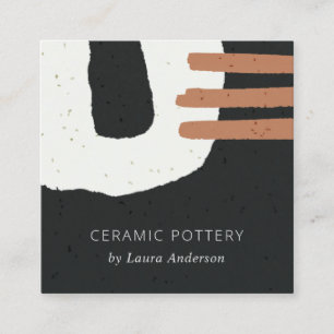 ABSTRAKTE KERAMIK TEXTURE SCHWARZ-WEISSER RUST QUADRATISCHE VISITENKARTE