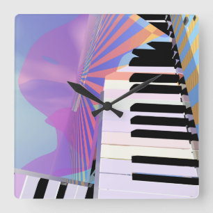 Abstrakte Keyboard-Musik Quadratische Wanduhr