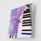 Abstrakte Keyboard-Musik Quadratische Wanduhr (Winkel)