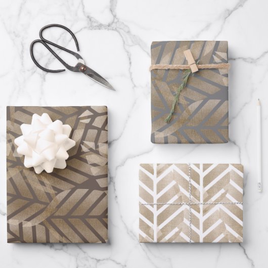 Abstrakte Kiefernzapfen aus Kupfer und Platin Geschenkpapier Set (Vorderseite)