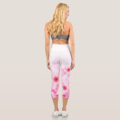 Abstrakte Kirschblüte pink-weiß Capri Leggings (Rückseite)