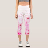 Abstrakte Kirschblüte pink-weiß Capri Leggings (Vorderseite)