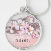 Abstrakte Kirschblüten Premium Runder Schlüsselanh Schlüsselanhänger (Vorne)