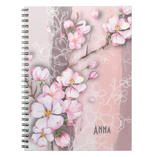 Abstrakte Kirschblüten Sprial-Notebook Notizblock (Vorderseite)