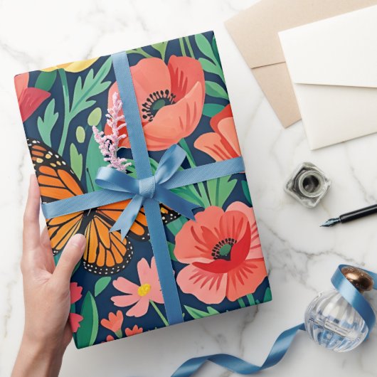 Abstrakte Klatschmohn-Monarchen-Geschenkpapier Geschenkpapier (Schenken)
