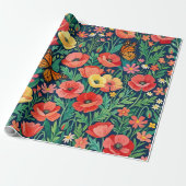 Abstrakte Klatschmohn-Monarchen-Geschenkpapier Geschenkpapier (Ungerollt)