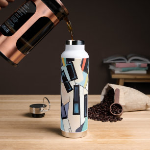 Abstrakte Klaviertasten-Kunst Trinkflasche