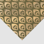 Abstrakte kleine Goldtropfen auf grünem Dekoupage Seidenpapier (Detail)