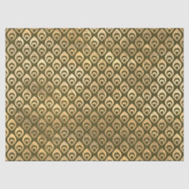 Abstrakte kleine Goldtropfen auf grünem Dekoupage Seidenpapier