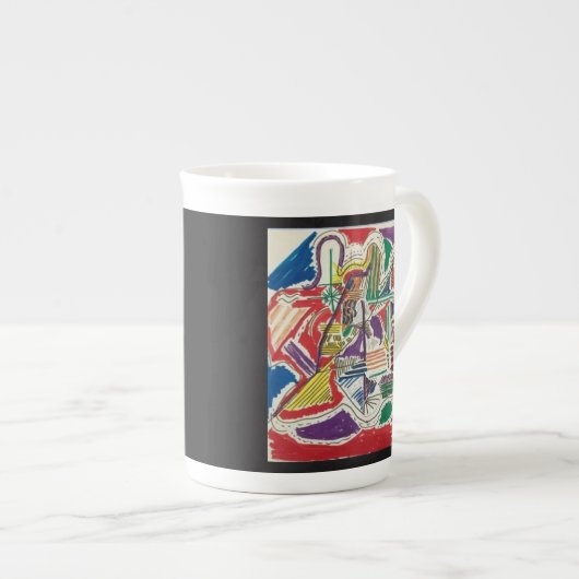 Abstrakte Knochen-China-Tasse mit Links Rechtshand Porzellantasse (Vorderseite Rechts)