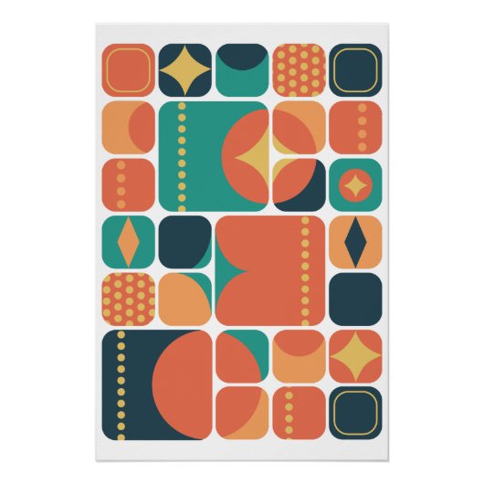 Abstrakte Kohle, Aquamarin, orange Poster (Vorderseite)