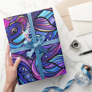 Abstrakte Koi-Wirbel Kosmisch Violett Geschenkpapi Geschenkpapier