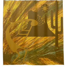 Abstrakte Kokopelli mit Mesa, Cactus & Sun Duschvorhang