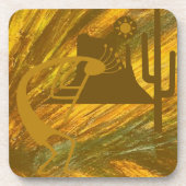 Abstrakte Kokopelli mit Mesa, Cactus & Sun Getränkeuntersetzer (Vorderseite)
