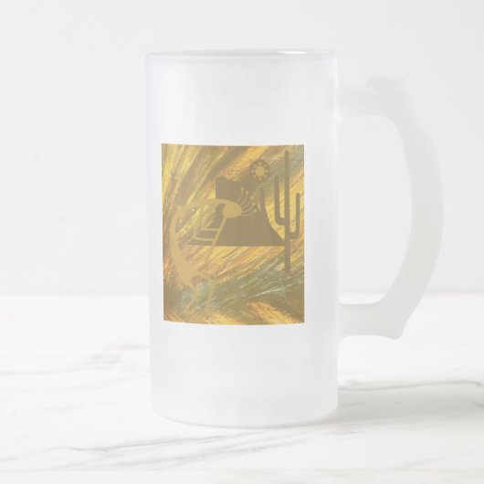 Abstrakte Kokopelli mit Mesa, Cactus & Sun Mattglas Bierglas (Rechts)