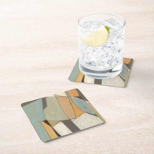 Abstrakte Komposition mit verdeckten Farben Rechteckiger Pappuntersetzer (Vor Ort)