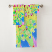 Abstrakte Kone-Blume mit mehrfarbigem Regenbogen Badhandtuch Set (Insitu)