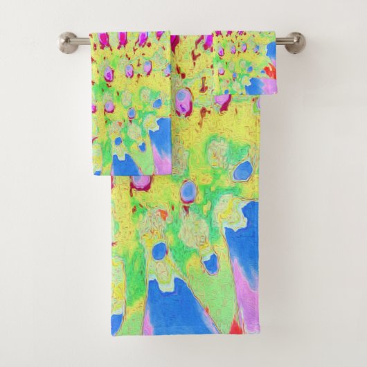 Abstrakte Kone-Blume mit mehrfarbigem Regenbogen Badhandtuch Set (Insitu)