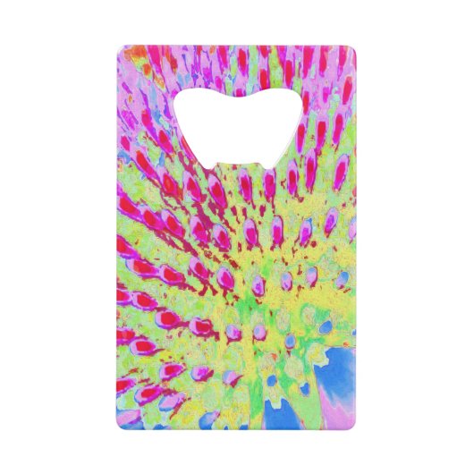 Abstrakte Kone-Blume mit mehrfarbigem Regenbogen Geldbeutel Flaschenöffner (Vorderseite)