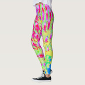 Abstrakte Kone-Blume mit mehrfarbigem Regenbogen Leggings (Links)