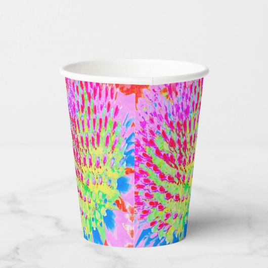 Abstrakte Kone-Blume mit mehrfarbigem Regenbogen Pappbecher (Rechts)