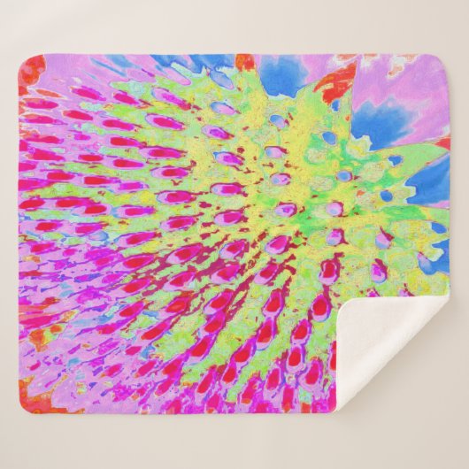 Abstrakte Kone-Blume mit mehrfarbigem Regenbogen Sherpadecke (Vorderseite (Horizontal))