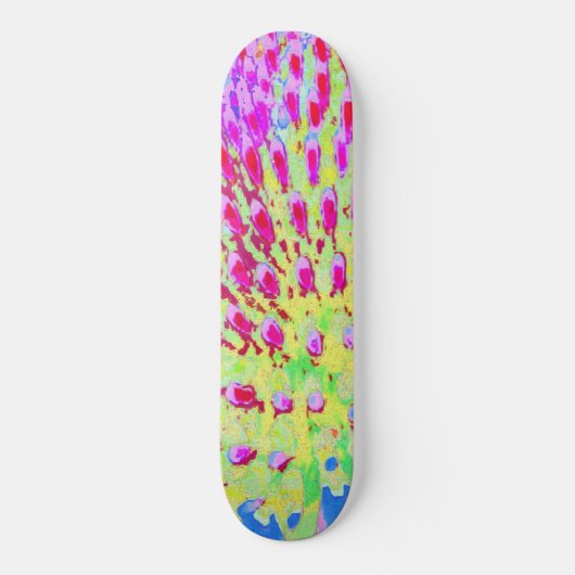 Abstrakte Kone-Blume mit mehrfarbigem Regenbogen Skateboard (Vorderseite)