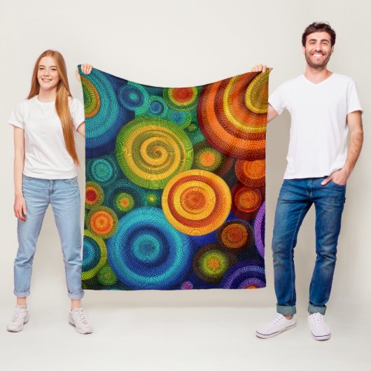 Abstrakte konzentrische Kreise in lebendigem Multi Fleecedecke (Beispiel)